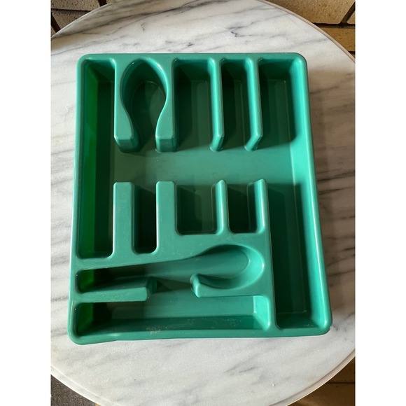 United Plastics Other - Vintage 90s Teal Plastic Utensil Holder Organizer Tray Drawer Kitchen Gadget